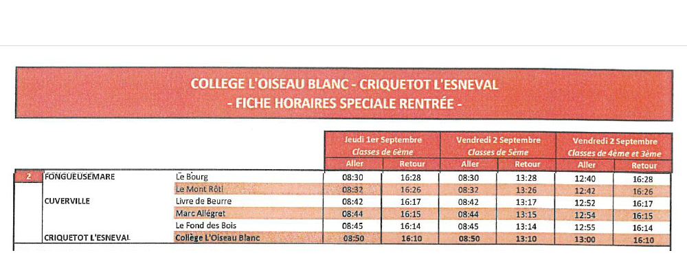 Horaires